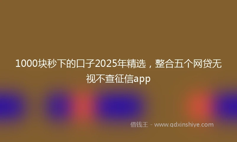 1000块秒下的口子2025年精选，整合五个网贷无视不查征信app