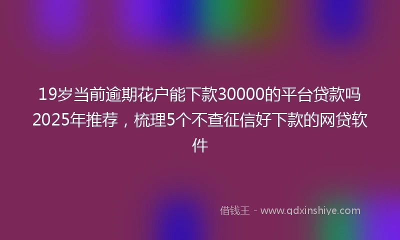 19岁当前逾期花户能下款30000的平台贷款吗2025年推荐，梳理5个不查征信好下款的网贷软件