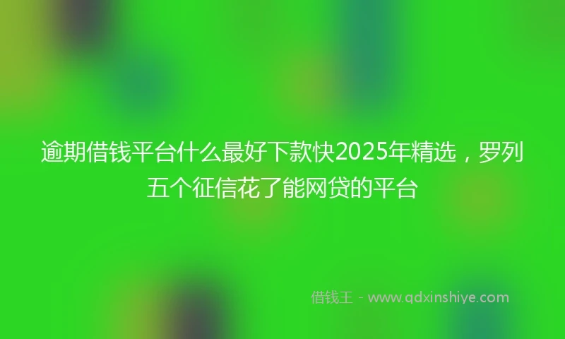 逾期借钱平台什么最好下款快2025年精选，罗列五个征信花了能网贷的平台