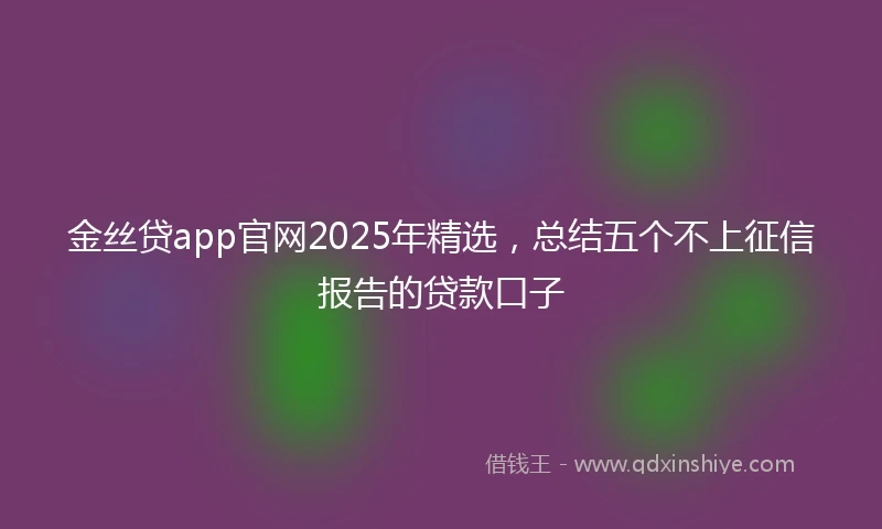金丝贷app官网2025年精选，总结五个不上征信报告的贷款口子