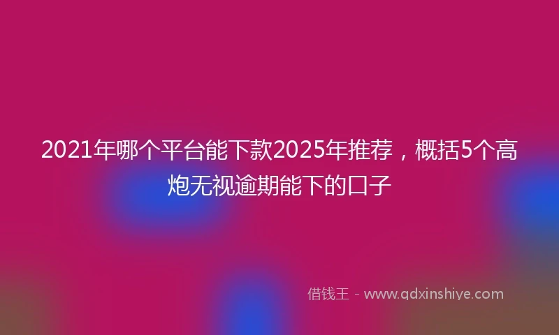 2021年哪个平台能下款2025年推荐，概括5个高炮无视逾期能下的口子