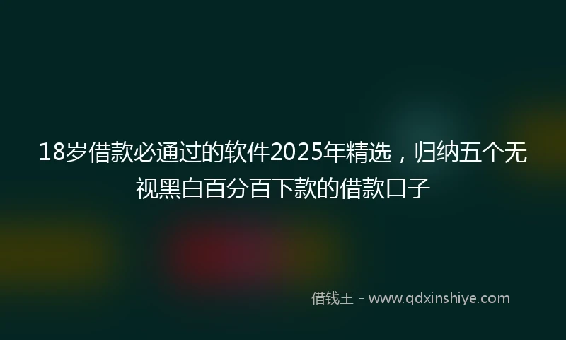 18岁借款必通过的软件2025年精选，归纳五个无视黑白百分百下款的借款口子