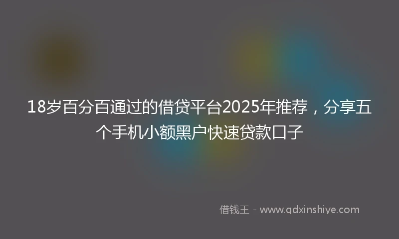 18岁百分百通过的借贷平台2025年推荐，分享五个手机小额黑户快速贷款口子