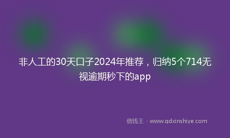 非人工的30天口子2024年推荐，归纳5个714无视逾期秒下的app