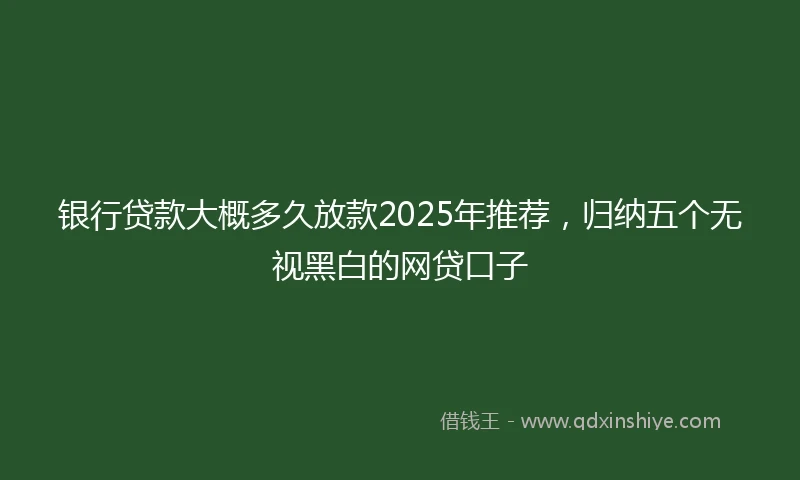 银行贷款大概多久放款2025年推荐，归纳五个无视黑白的网贷口子