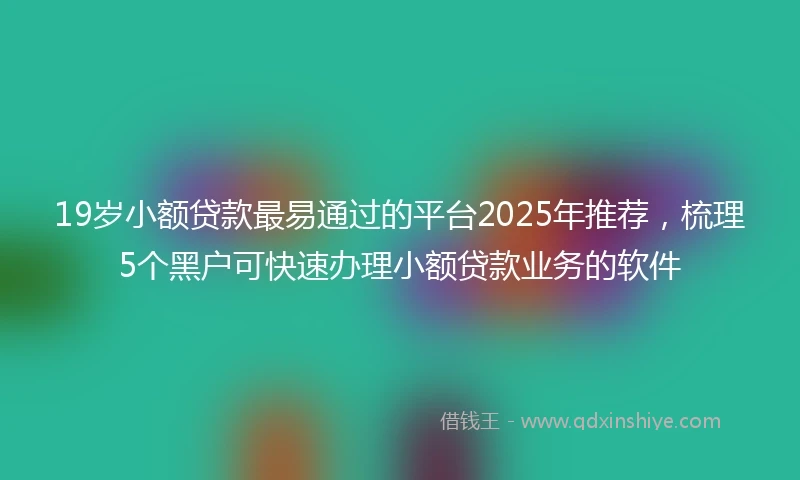 19岁小额贷款最易通过的平台2025年推荐，梳理5个黑户可快速办理小额贷款业务的软件