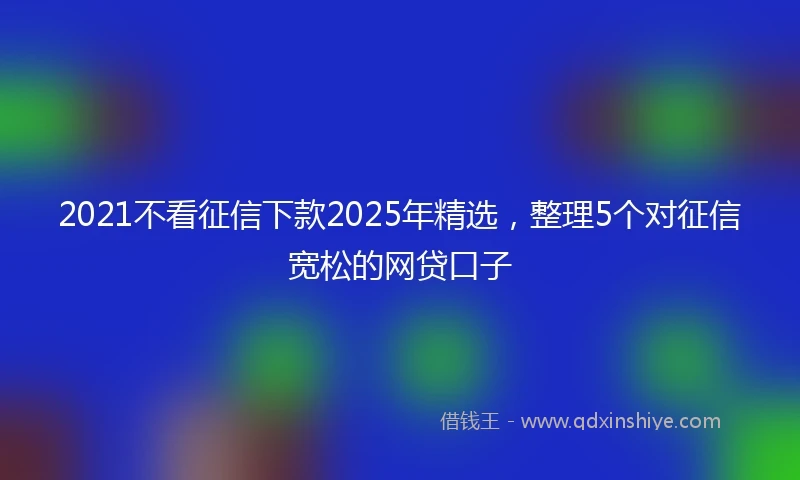 2021不看征信下款2025年精选，整理5个对征信宽松的网贷口子
