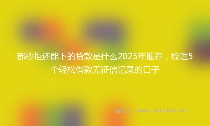 都秒拒还能下的贷款是什么2025年推荐，梳理5个轻松借款无征信记录的口子