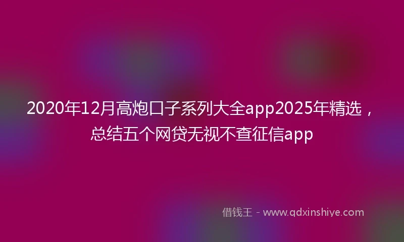 2020年12月高炮口子系列大全app2025年精选，总结五个网贷无视不查征信app