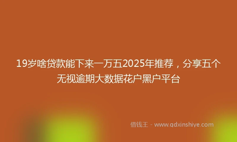 19岁啥贷款能下来一万五2025年推荐，分享五个无视逾期大数据花户黑户平台