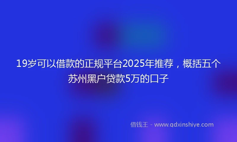 19岁可以借款的正规平台2025年推荐，概括五个苏州黑户贷款5万的口子