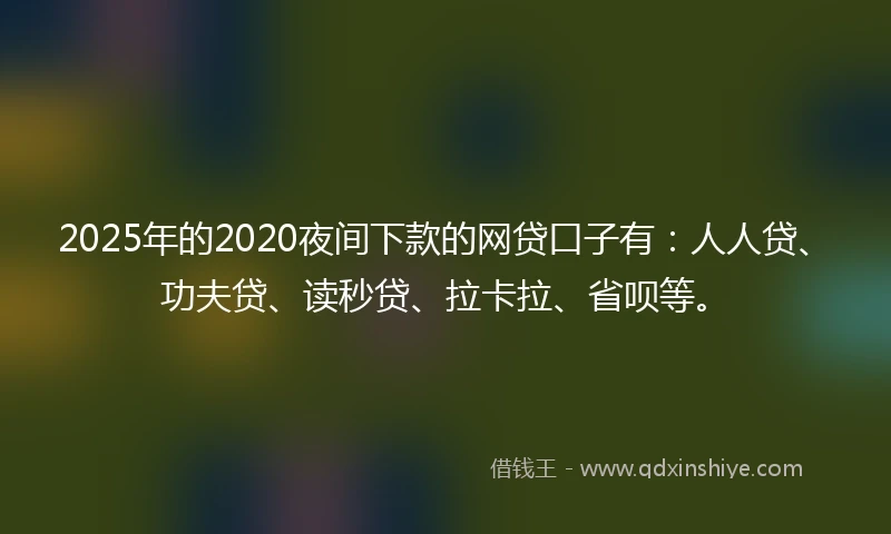 2025年的2020夜间下款的网贷口子有：人人贷、功夫贷、读秒贷、拉卡拉、省呗等。