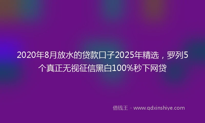 2020年8月放水的贷款口子2025年精选，罗列5个真正无视征信黑白100%秒下网贷