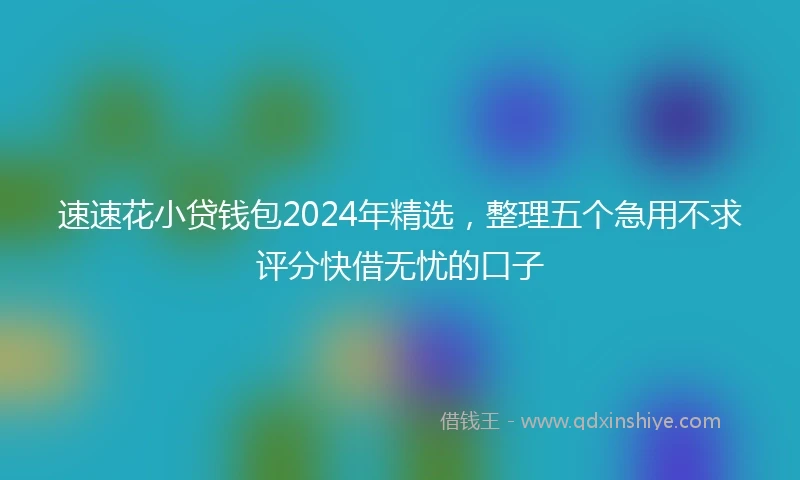 速速花小贷钱包2024年精选，整理五个急用不求评分快借无忧的口子