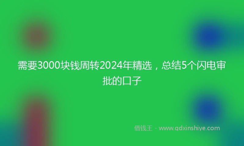 需要3000块钱周转2024年精选，总结5个闪电审批的口子