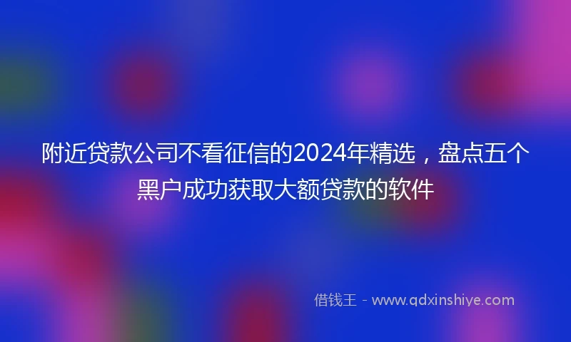 附近贷款公司不看征信的2024年精选，盘点五个黑户成功获取大额贷款的软件