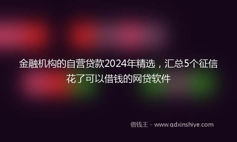 金融机构的自营贷款2024年精选，汇总5个征信花了可以借钱的网贷软件