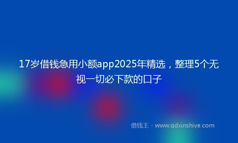 17岁借钱急用小额app2025年精选，整理5个无视一切必下款的口子