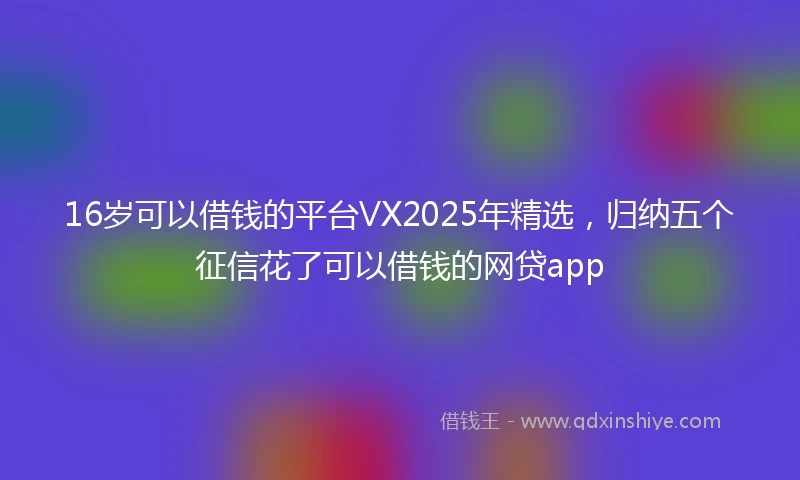 16岁可以借钱的平台VX2025年精选，归纳五个征信花了可以借钱的网贷app