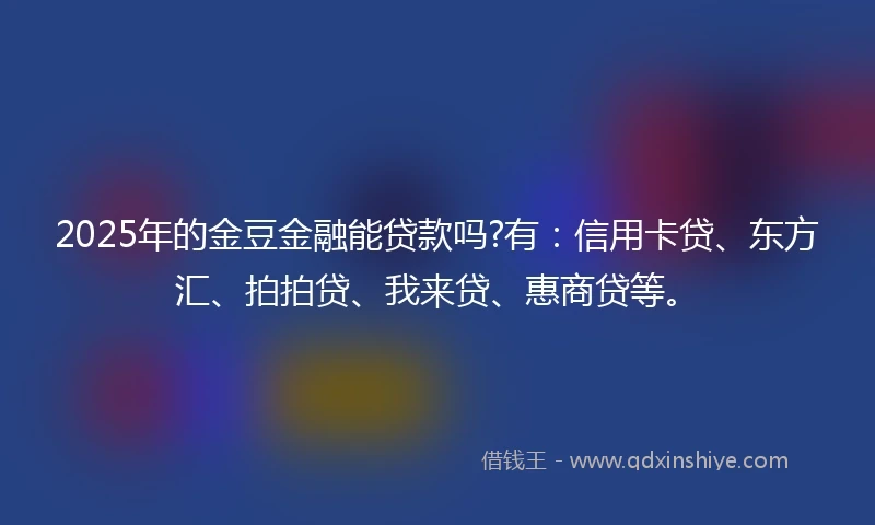 2025年的金豆金融能贷款吗?有：信用卡贷、东方汇、拍拍贷、我来贷、惠商贷等。