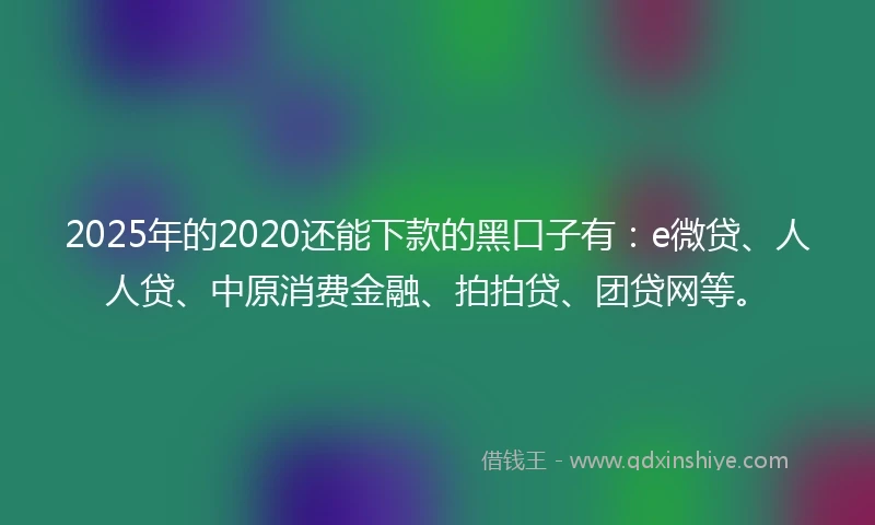 2025年的2020还能下款的黑口子有：e微贷、人人贷、中原消费金融、拍拍贷、团贷网等。