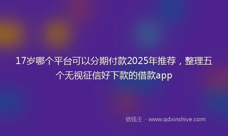 17岁哪个平台可以分期付款2025年推荐，整理五个无视征信好下款的借款app