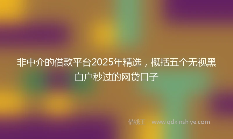 非中介的借款平台2025年精选，概括五个无视黑白户秒过的网贷口子