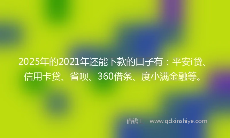 2025年的2021年还能下款的口子有：平安i贷、信用卡贷、省呗、360借条、度小满金融等。