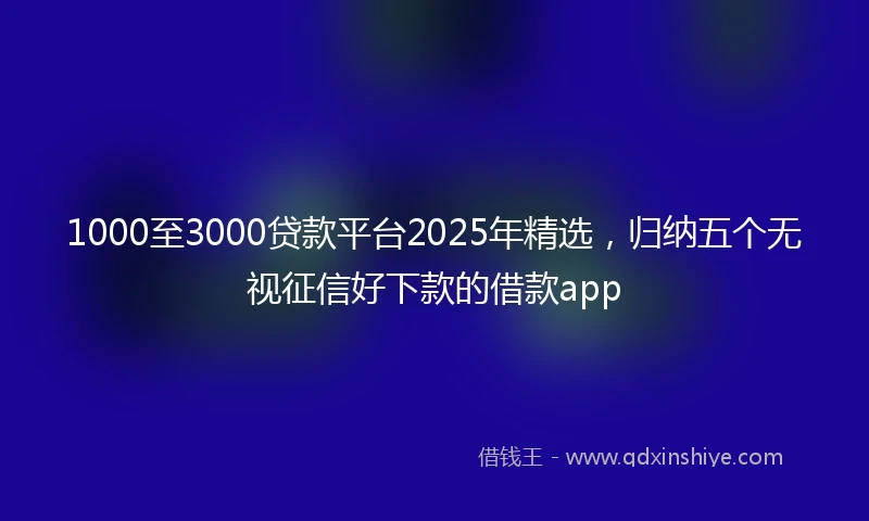 1000至3000贷款平台2025年精选，归纳五个无视征信好下款的借款app