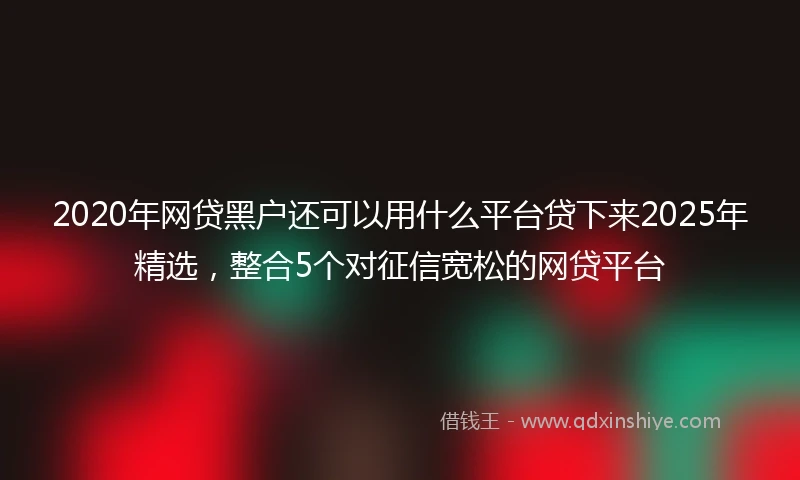 2020年网贷黑户还可以用什么平台贷下来2025年精选，整合5个对征信宽松的网贷平台