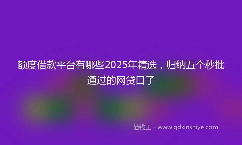 额度借款平台有哪些2025年精选，归纳五个秒批通过的网贷口子