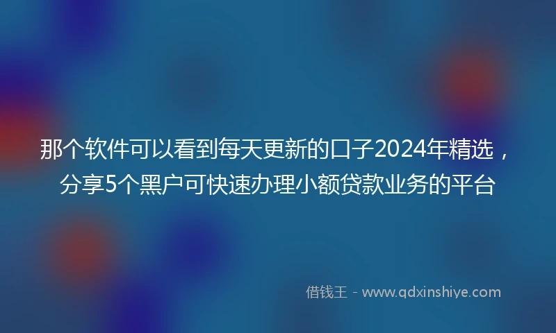 那个软件可以看到每天更新的口子2024年精选，分享5个黑户可快速办理小额贷款业务的平台