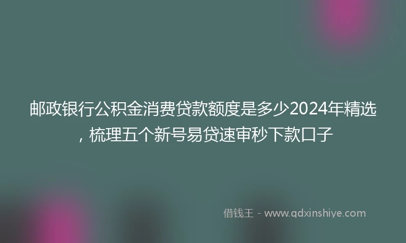 邮政银行公积金消费贷款额度是多少2024年精选，梳理五个新号易贷速审秒下款口子
