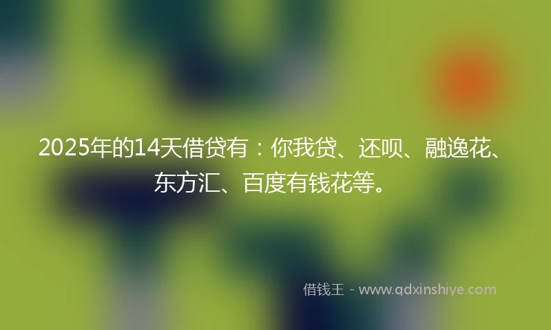 2025年的14天借贷有：你我贷、还呗、融逸花、东方汇、百度有钱花等。