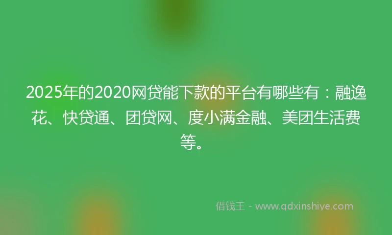 2025年的2020网贷能下款的平台有哪些有：融逸花、快贷通、团贷网、度小满金融、美团生活费等。