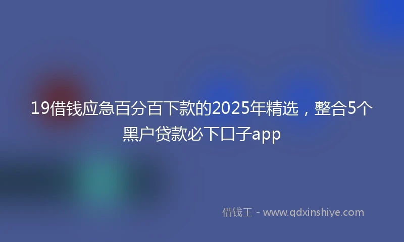 19借钱应急百分百下款的2025年精选，整合5个黑户贷款必下口子app