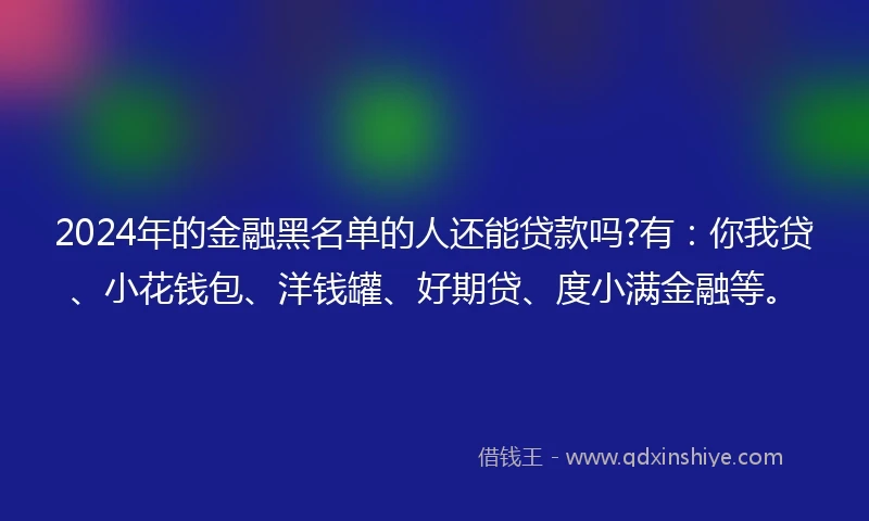 2024年的金融黑名单的人还能贷款吗?有：你我贷、小花钱包、洋钱罐、好期贷、度小满金融等。