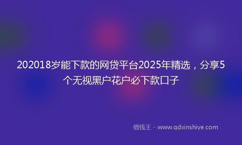 202018岁能下款的网贷平台2025年精选，分享5个无视黑户花户必下款口子