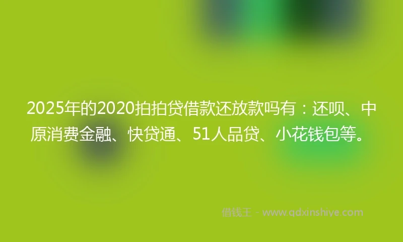 2025年的2020拍拍贷借款还放款吗有：还呗、中原消费金融、快贷通、51人品贷、小花钱包等。