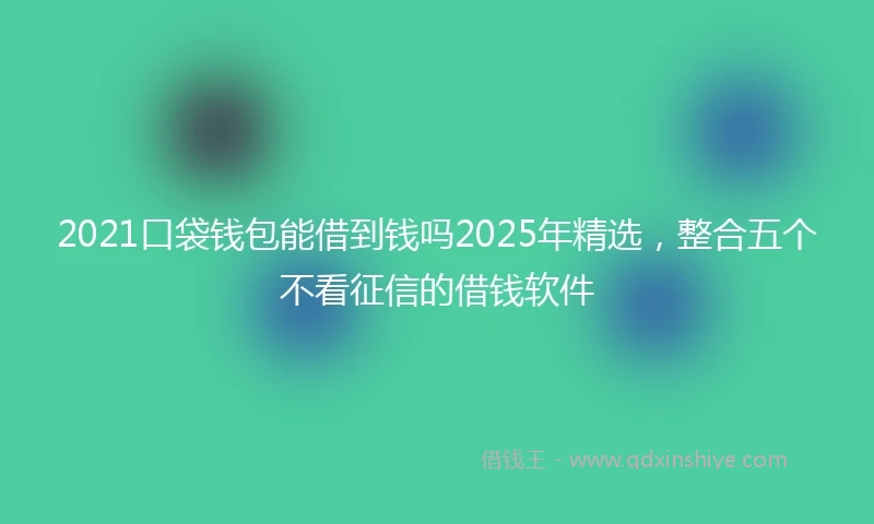 2021口袋钱包能借到钱吗2025年精选，整合五个不看征信的借钱软件