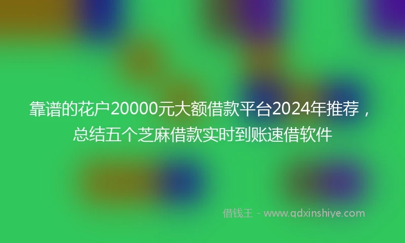 靠谱的花户20000元大额借款平台2024年推荐，总结五个芝麻借款实时到账速借软件