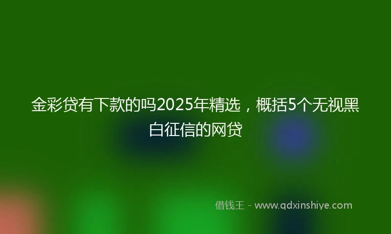 金彩贷有下款的吗2025年精选，概括5个无视黑白征信的网贷