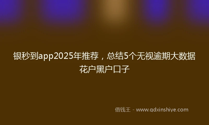 银秒到app2025年推荐，总结5个无视逾期大数据花户黑户口子
