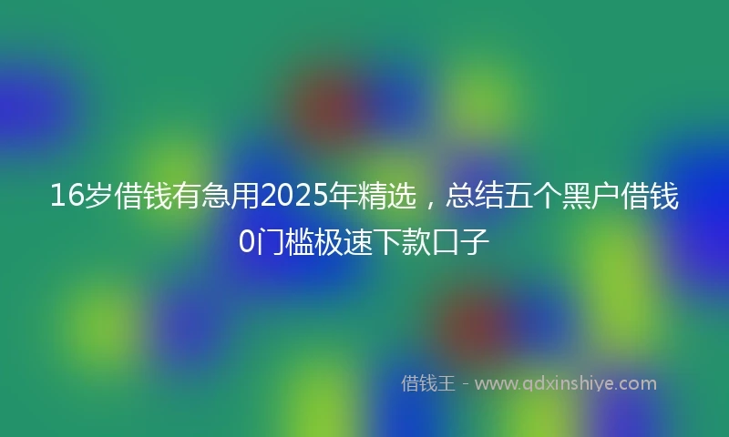 16岁借钱有急用2025年精选，总结五个黑户借钱0门槛极速下款口子