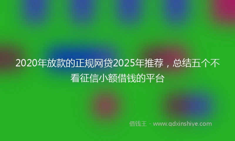 2020年放款的正规网贷2025年推荐，总结五个不看征信小额借钱的平台