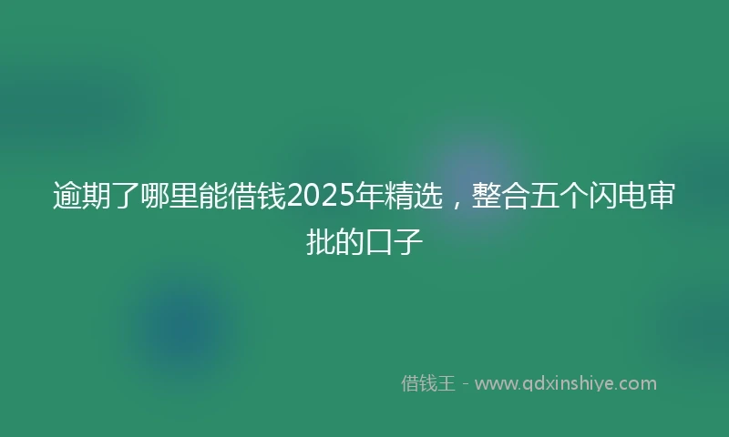 逾期了哪里能借钱2025年精选，整合五个闪电审批的口子