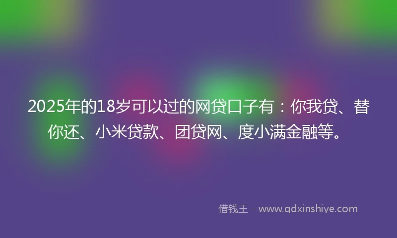 2025年的18岁可以过的网贷口子有：你我贷、替你还、小米贷款、团贷网、度小满金融等。
