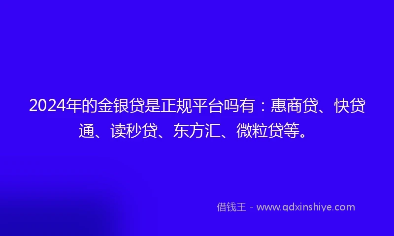 2024年的金银贷是正规平台吗有：惠商贷、快贷通、读秒贷、东方汇、微粒贷等。