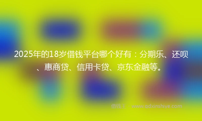 2025年的18岁借钱平台哪个好有：分期乐、还呗、惠商贷、信用卡贷、京东金融等。