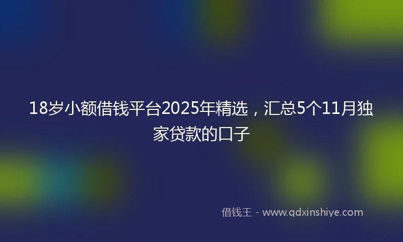 18岁小额借钱平台2025年精选，汇总5个11月独家贷款的口子